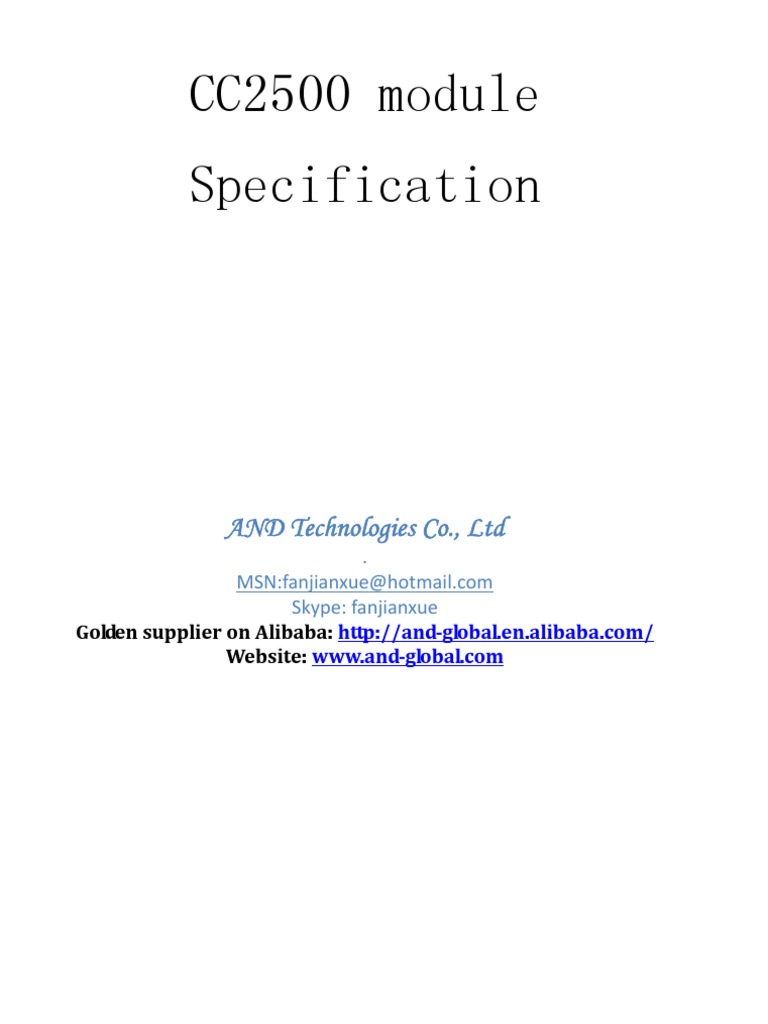 CC2500 Module Specification V1.0 | PDF | Home & Garden