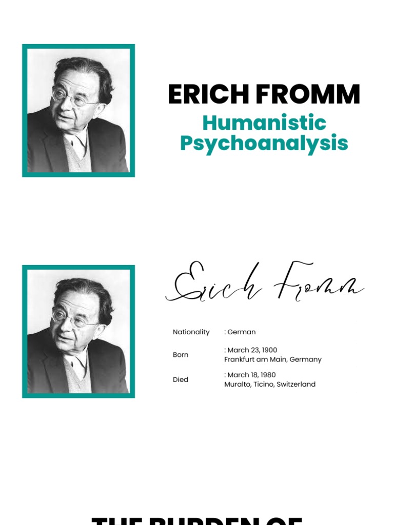 Erich Fromm: Humanistic Psychoanalysis | PDF | Erich Fromm | Cognition