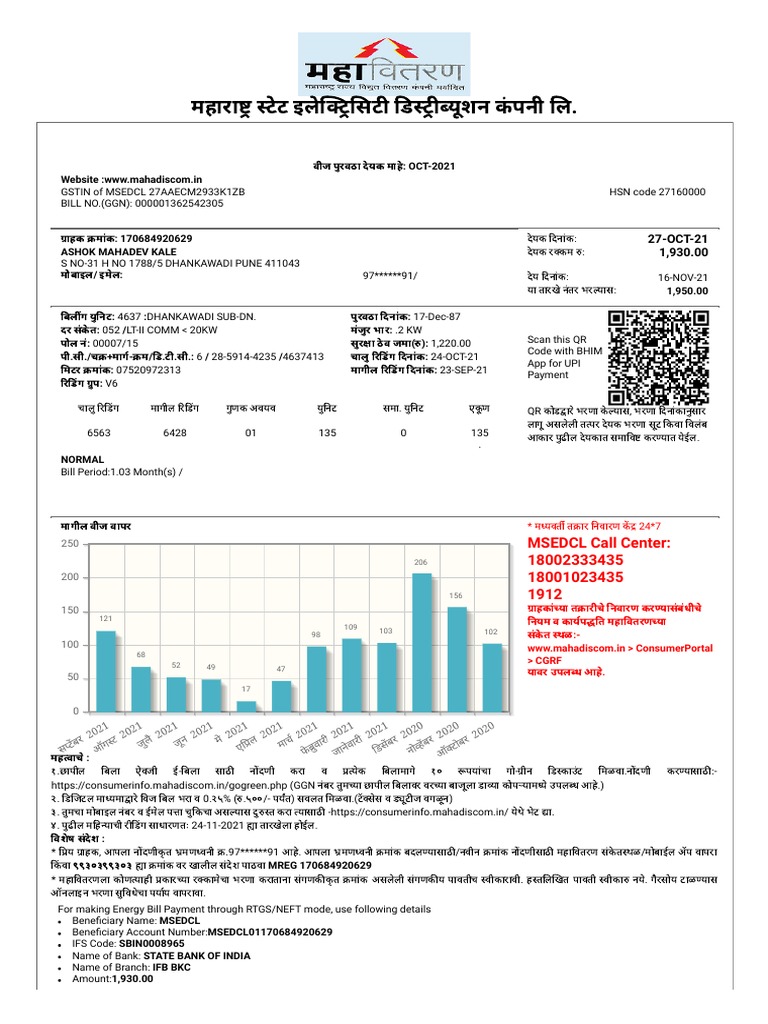Website:www - Mahadiscom.in: MSEDCL Call Center: 18002333435 ...
