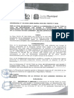 Ordenanza que modifica condiciones para servicios de internos de pasajeros