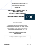 BAC STI2D 2022 - Physique-chimie et maths Polynésie  