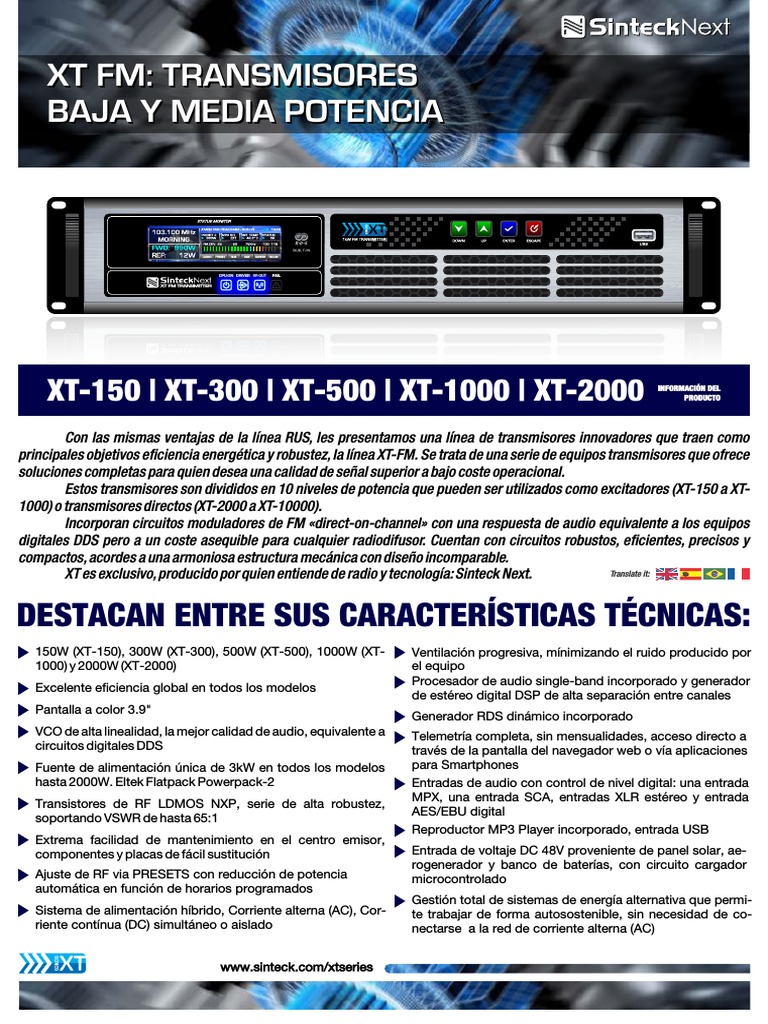 Brochure XT-150 A XT-2000 Esp | PDF