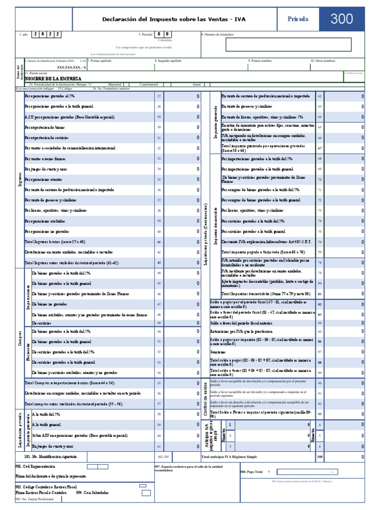 Formato Declaración de IVA Colombia | PDF | Impuestos | Mercado (economía)