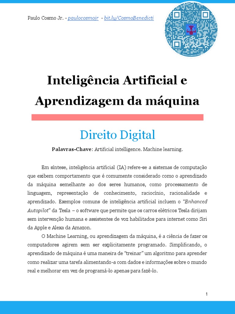 Inteligência Artificial e Aprendizagem de Máquina | PDF | Aprendizado ...