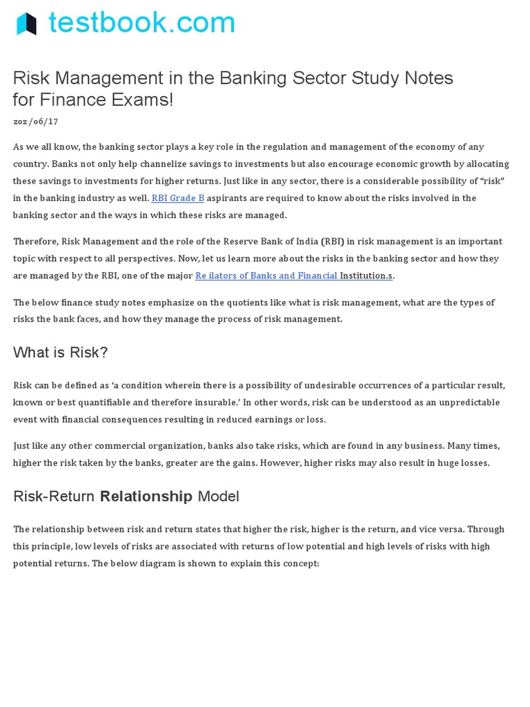 Banking Sector Risk Management Overview | PDF | Business | Finance ...
