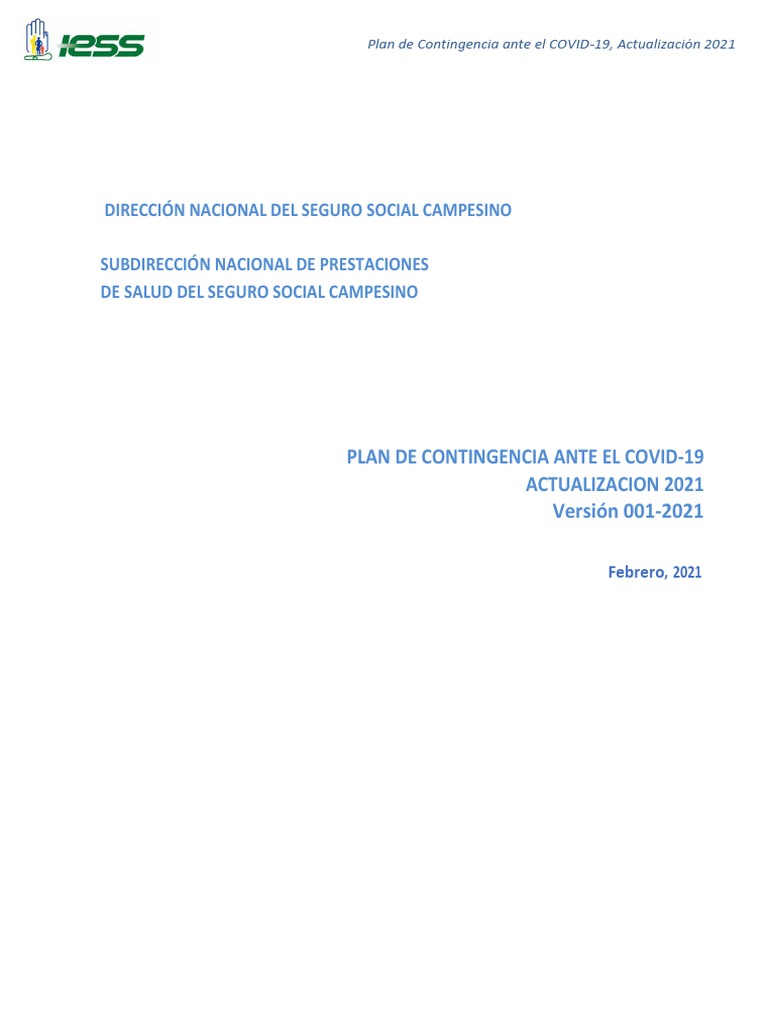 Plan de Contingencia COVID-19 2021 | PDF | Lavado de manos | Ciencias ...
