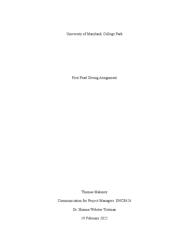 First Pearl Diving Assignment PDF Communication Nonverbal Communication