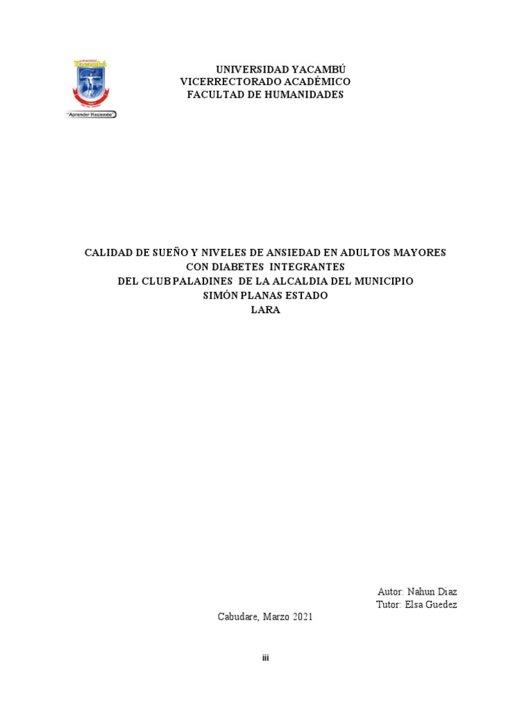 Calidad de Sueño y Ansiedad en Mayores | PDF | Ansiedad | Diabetes