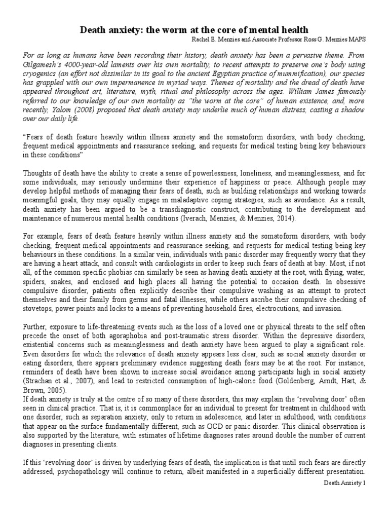 Death Anxiety | PDF