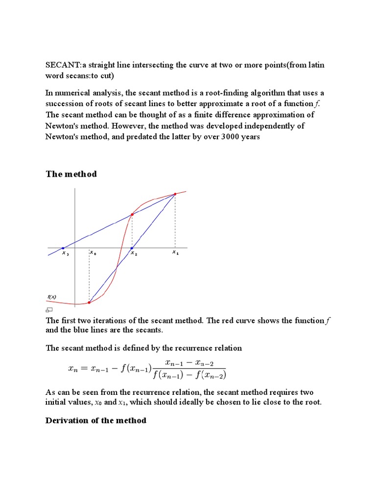 Secant Method for Root Finding in C++ | PDF | Mathematical Logic | Analysis