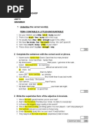 2B Review Workshop Unit 5 Grammar 1 Underline The Correct Word(s) - Few Contable A Little Uncountable