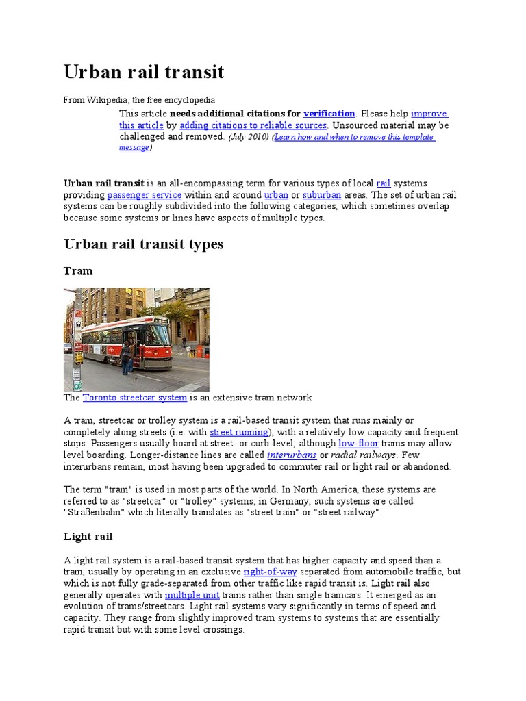 Urban Rail Transit Systems Overview | PDF | Rapid Transit | Light Rail