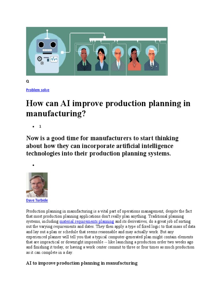 How Can Ai Improve Production Planning In Manufacturing? – GOVREZ