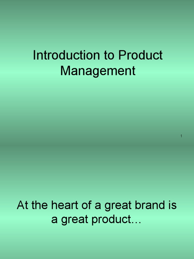 Introduction To Product Management PDF Goods Marketing