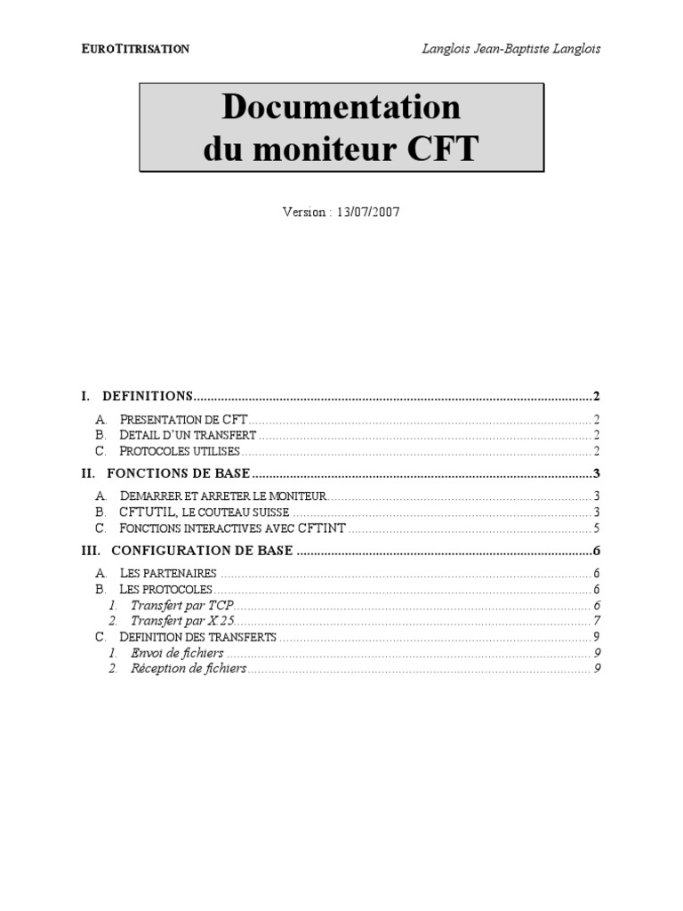 Documentation Du Moniteur CFT | PDF