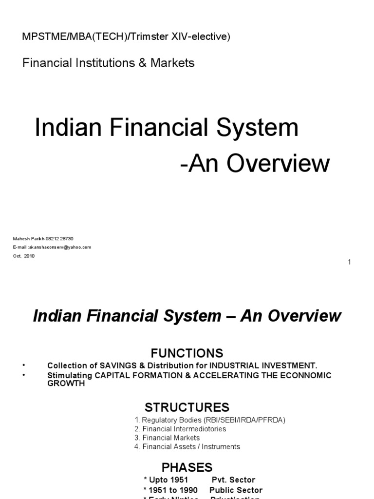 Overview of Indian Financial System | PDF | Banks | Securities (Finance)