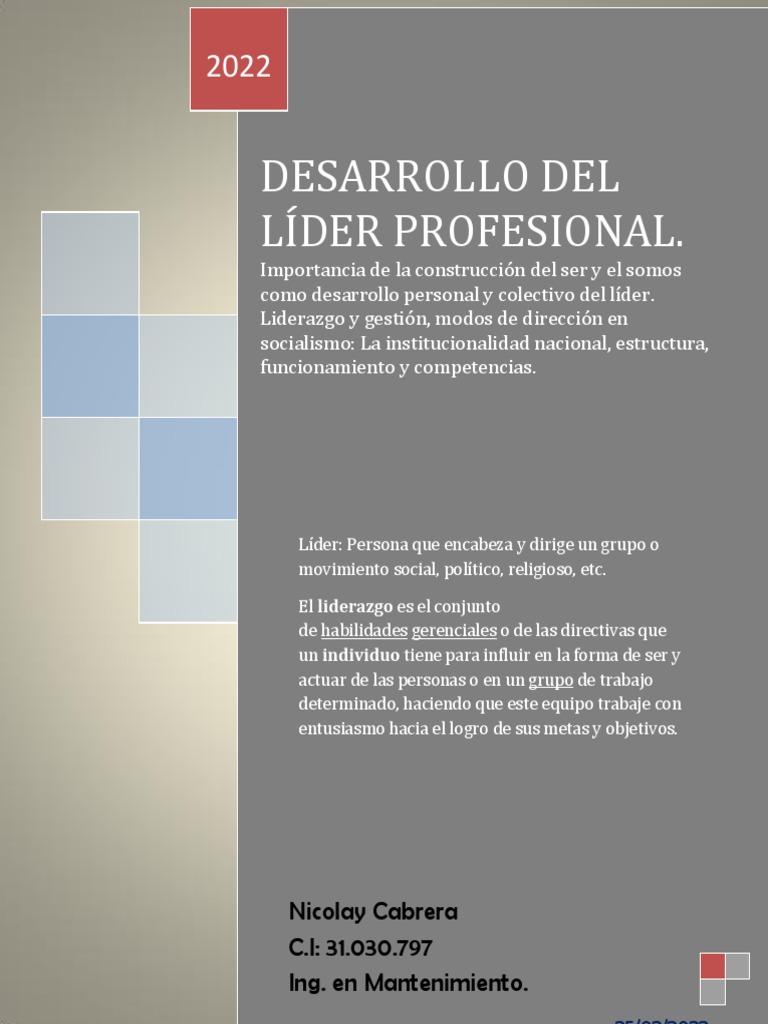 Desarrollo del Líder Profesional y Colectivo | PDF | Liderazgo ...