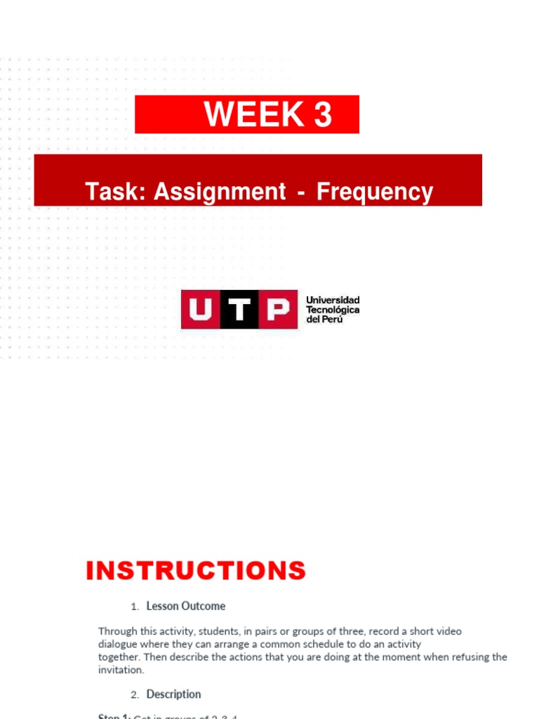 week 2 task assignment frequency