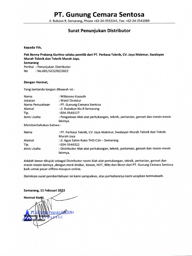 Surat Penunjukan Distributor Perkasa PDF