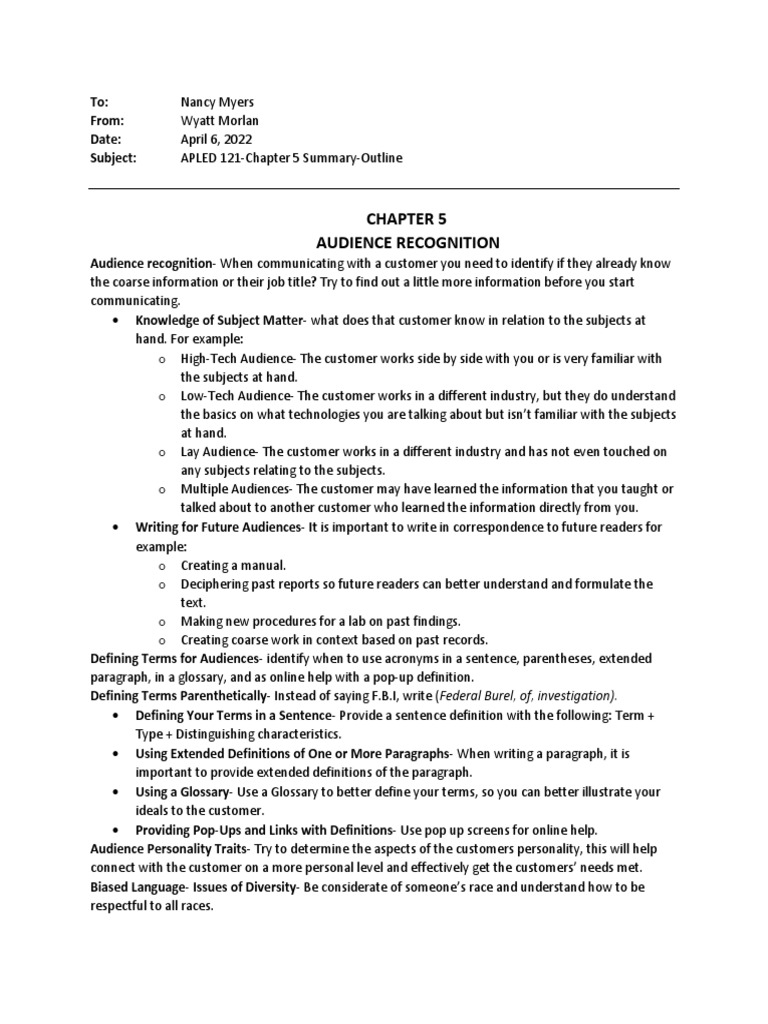 Chapter 5 Summary | PDF | English Language | Jargon