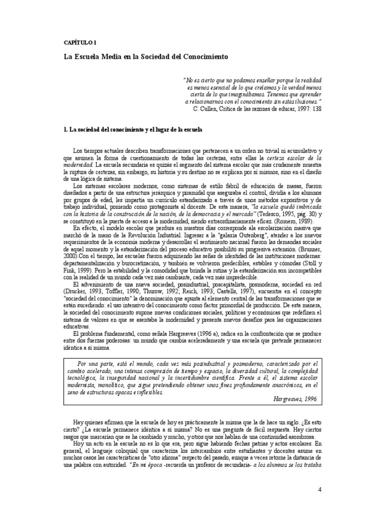 La Escuela Media en La Sociedad Del Conocimiento | PDF