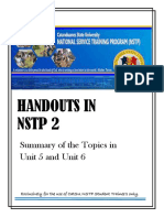 Handouts in NSTP 2: Summary of The Topics in Unit 5 and Unit 6