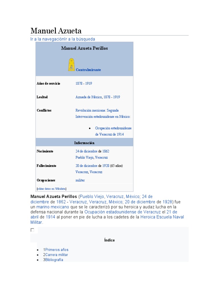 Manuel Azueta PDF Conflictos Guerra