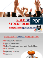 ROLE of STOCKHOLDERS in Corporate Governance