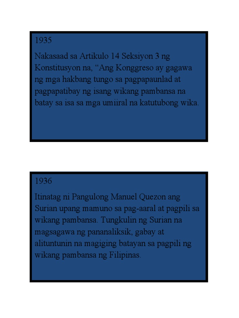 Timeline Ng Wikang Filipino