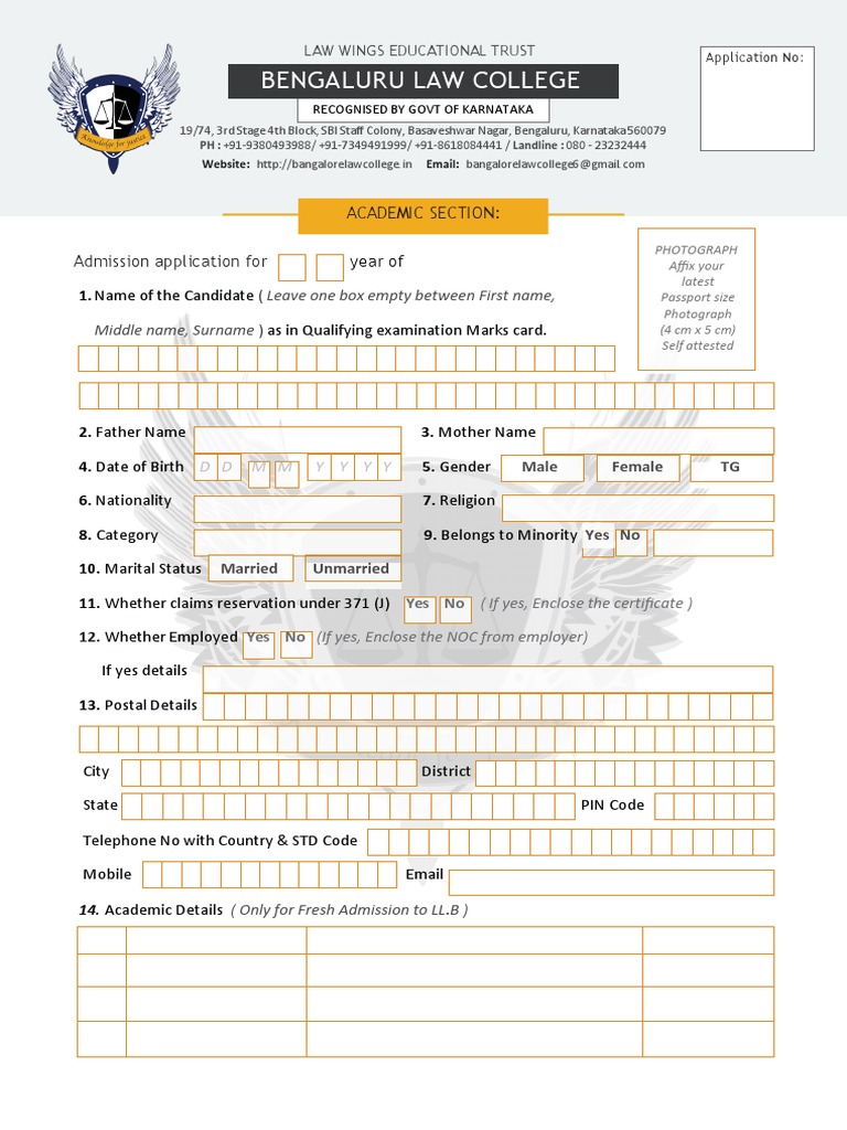 Bengaluru Law College Year of PDF