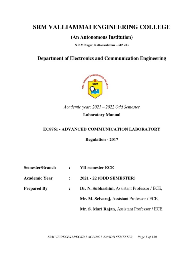 EC8761Advanced Communication Lab Manual PDF