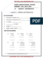 CBSE Class 4 Maths Revision Worksheet (159) - Addition and Subtraction