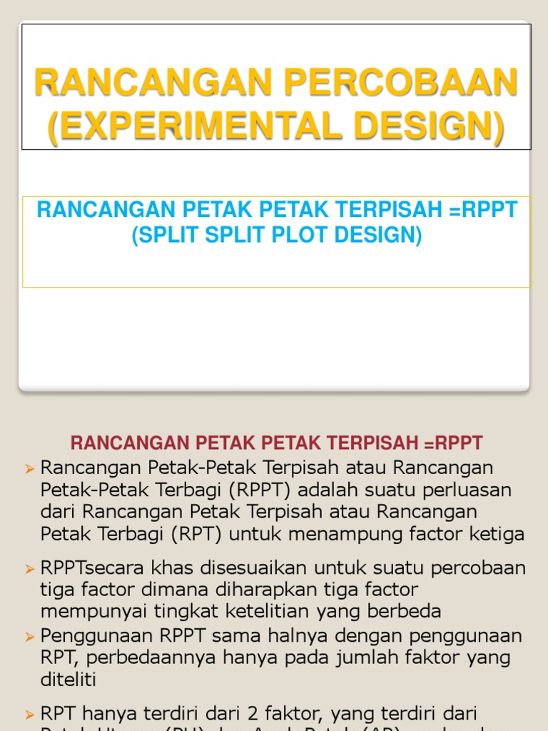 Rancangan Petak-Petak Terpisah (RPPT) | PDF