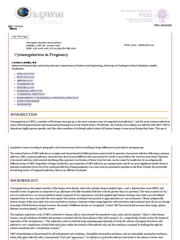 CMV: Impact on Pregnancy and Infants | PDF | Infection | Virus