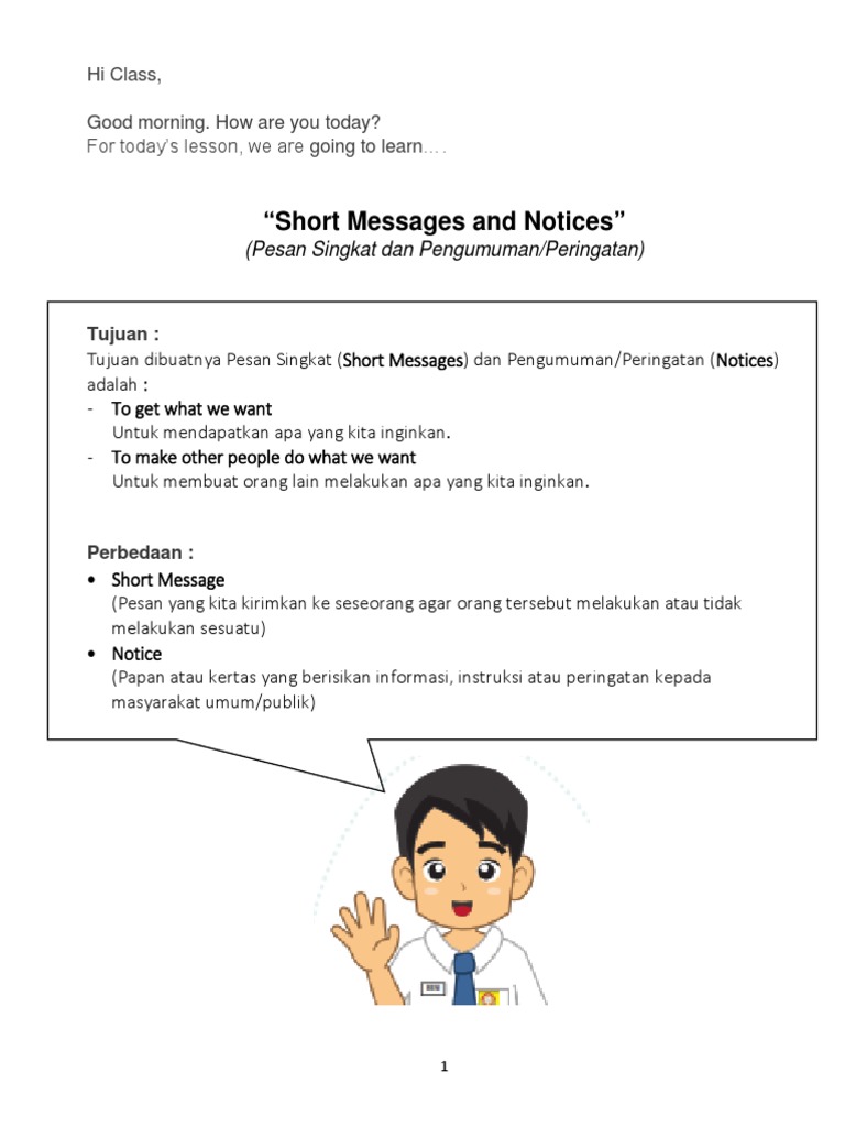 Contoh Pesan Singkat untuk Kelas 8 | PDF