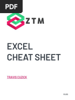 Excel Cheat Sheet: Travis Cuzick