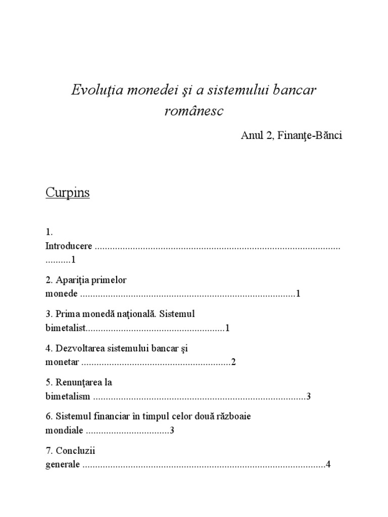 Evolutia Monedei Si A Sistemului Monetar Romanesc | PDF
