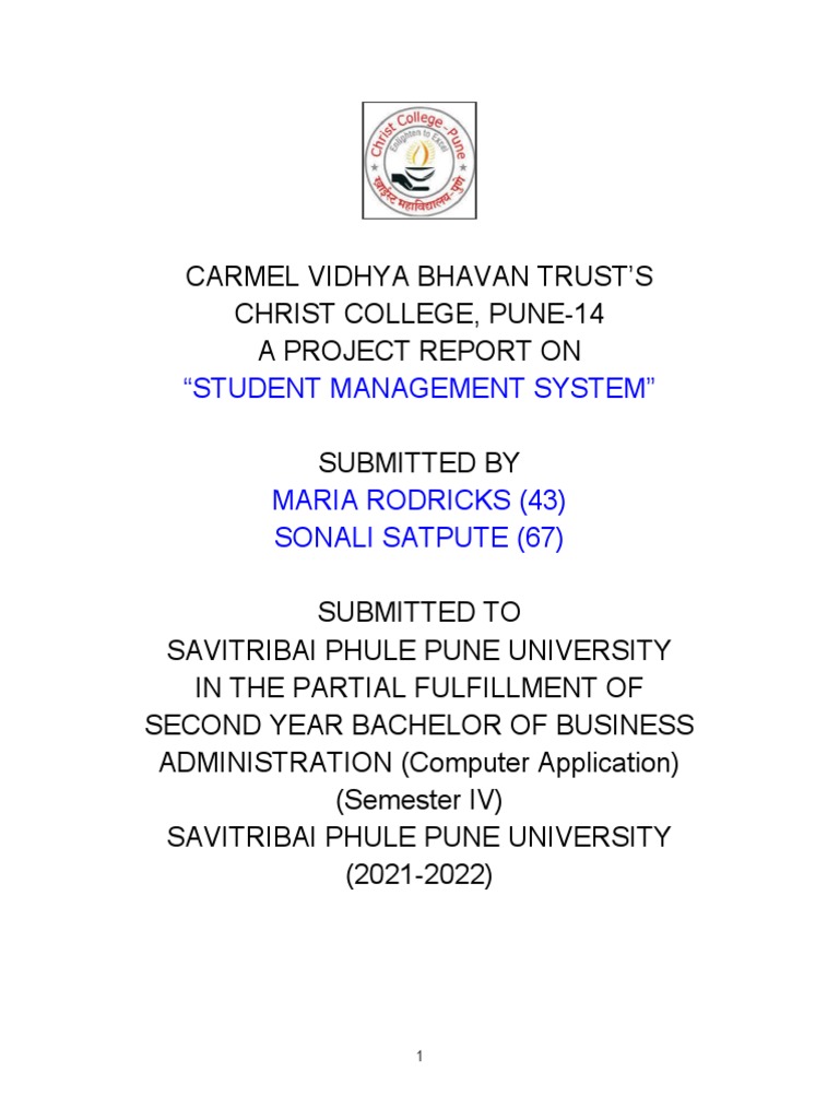 BBA Student Project Report | PDF | Cognition