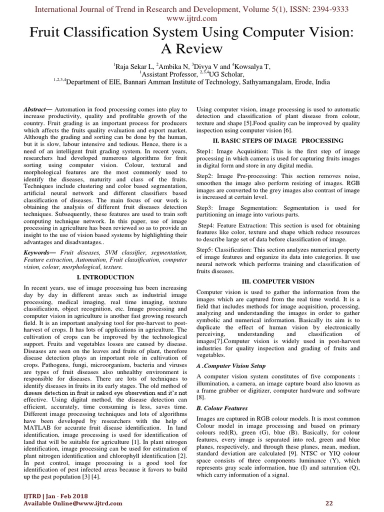 Fruit Classification via Computer Vision | PDF | Computer Vision ...