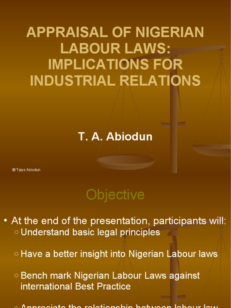 Appraisal of The Nigeria Labour Law | PDF | Labour Law | Employment