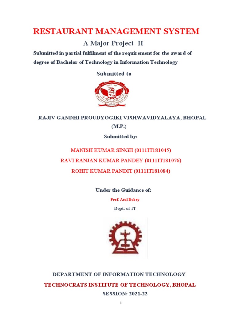 Restaurant Management System Major II Project | PDF | Software Testing ...