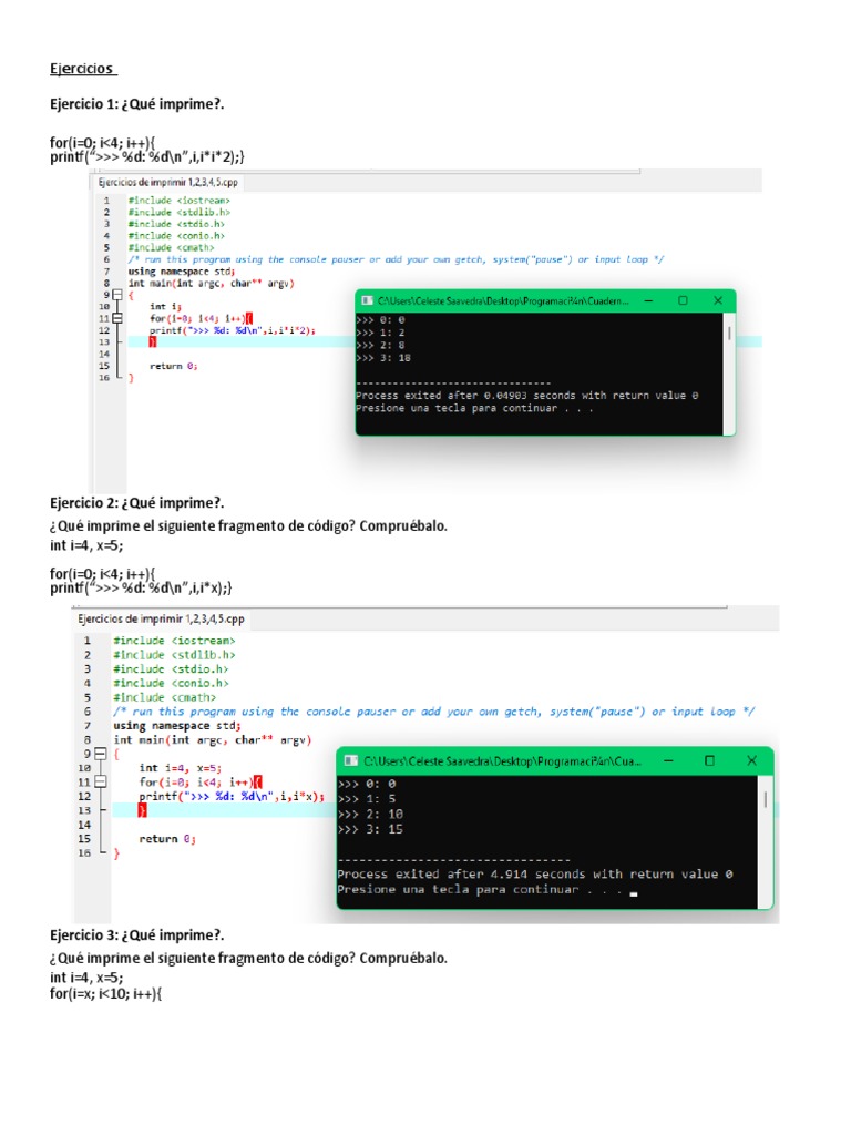 Ejercicios de C++ con bucles y condiciones | PDF | Flujo de control ...