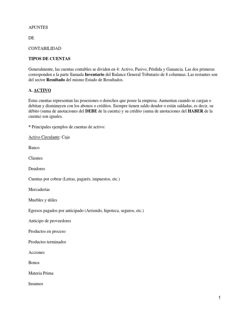Clasificacion de Cuentas | PDF | Hipoteca Comercial | Finanzas y dinero