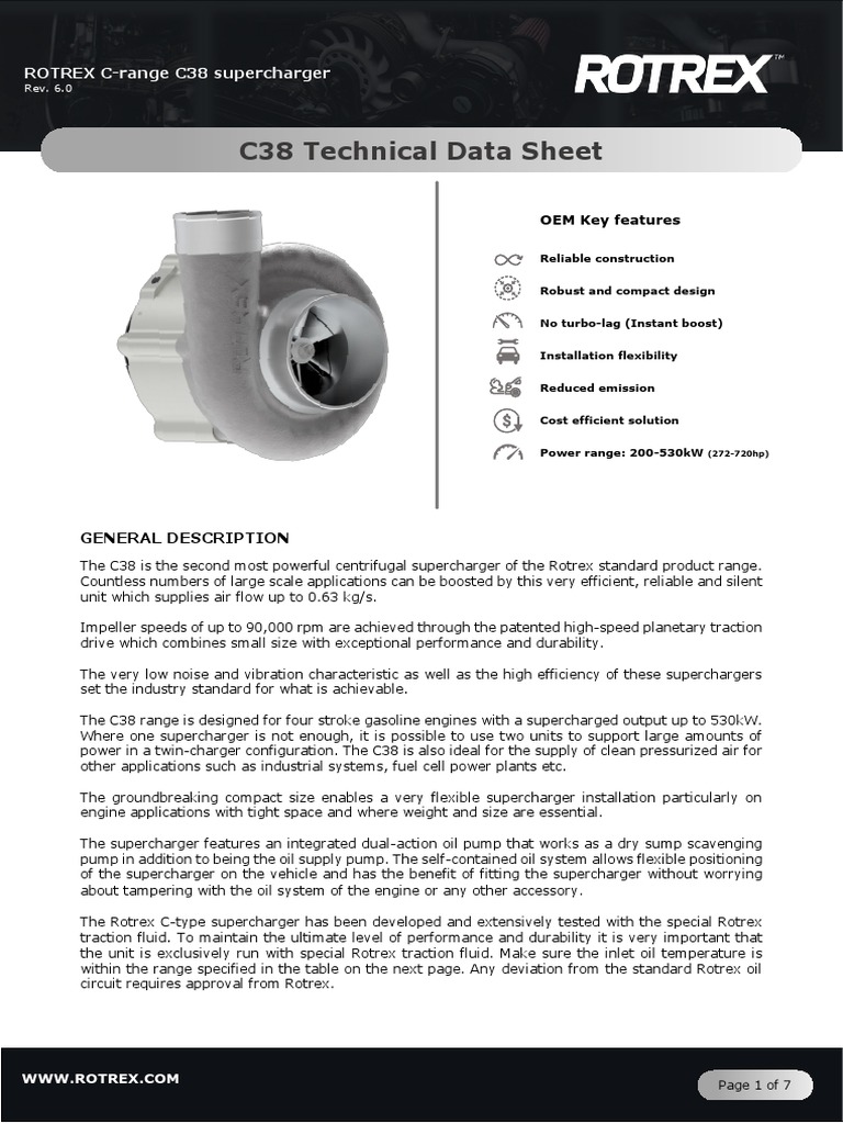 Rotrex Technical Datasheet C38 Rev6.0 | PDF