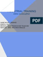 Industrial Training: Online Course:python