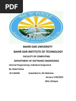 Bahir Dar University Bahir Dar Institute of Technology: Faculity of Computing Department of Software Engineering