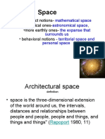 Space: - Abstract Notions - Physical Ones-, - More Earthly Ones - Behavioral Notions