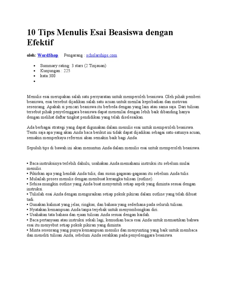 10 Tips Menulis Esai Beasiswa Dengan Efektif