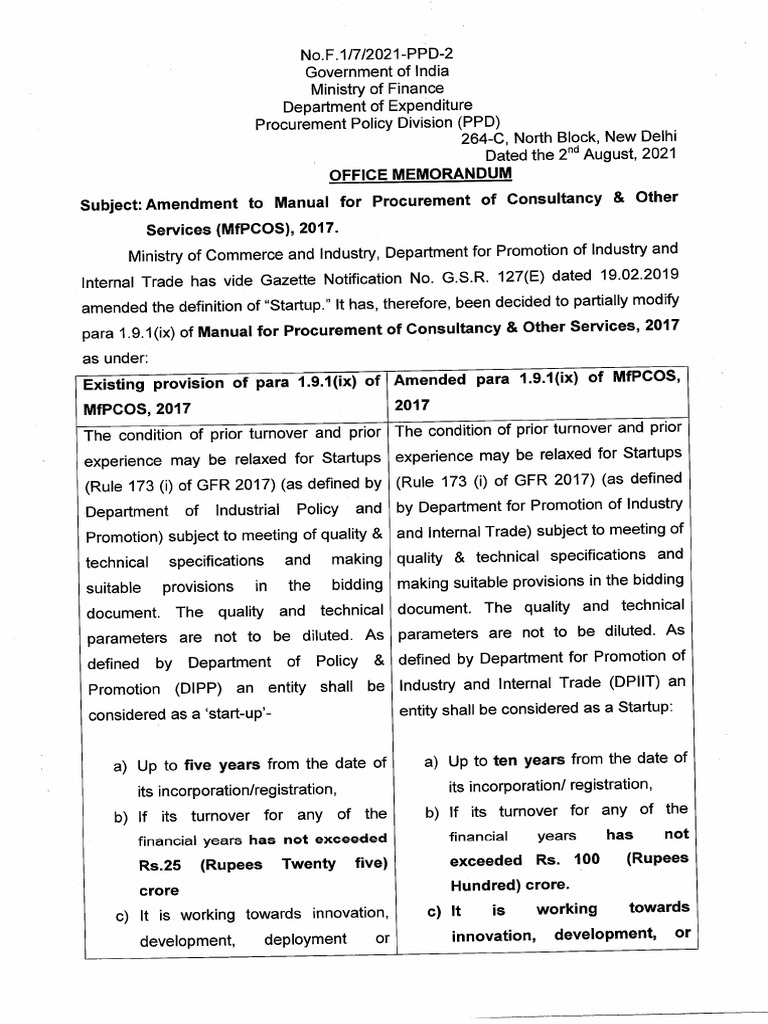 Amendment To Manual For Procurement of Consultancy and Other Services ...