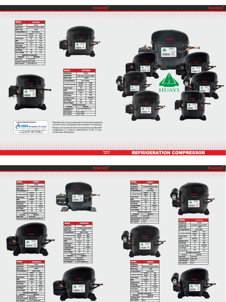High efficiency R134a compressor specifications | PDF | Capacitor | Relay